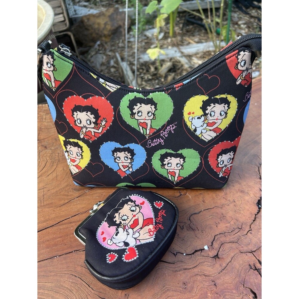 Betty Boop Shoulder Bag & Wallet - Approx. 11" x 6" x 4" Shoulder Strap 11" Drop